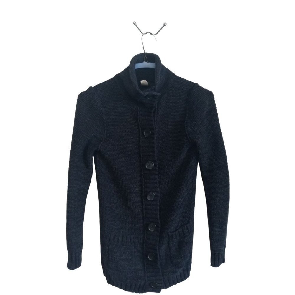 J.Crew Dark blue‎ button down linen cotton heavy knit sweater